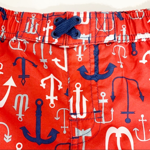 OP Ocean Pacific Anchor Print Lined Swim Trunks Board Short Elastic Waist Pocket - Picture 5 of 7